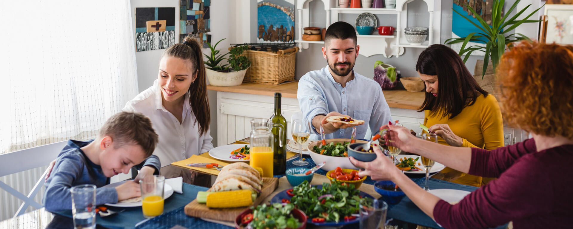 Canadian family eating together
