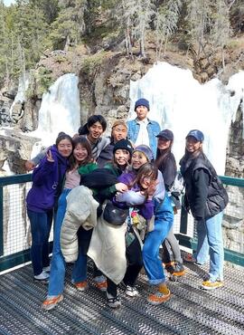 Students having fun in Banff National Park